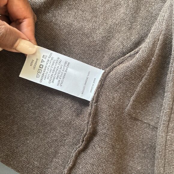 Quince Cardigan Womens Large Brown Organic Cotton Open Front Formal Notch Blazer - Picture 5 of 8